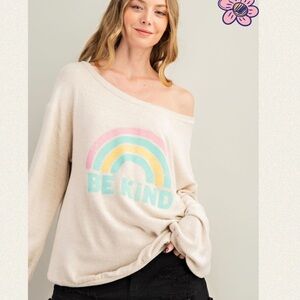Oatmeal ‘Be Kind’ Graphic Fleece Sweatshirt